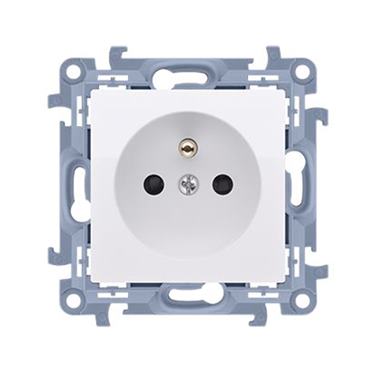 Zásuvka 250 V Simon 10 s clonkami modul pružinové svorky biela