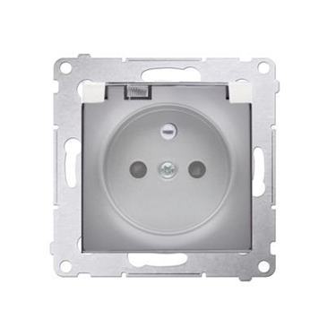 Zásuvka 250 V Simon 54 premium IP44 s clonkami modul strieborná