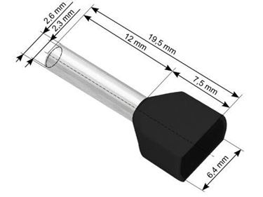 Koncovka trubičková izolovaná 2x1,5/12mm čierna (100ks)