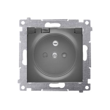 Zásuvka 250 V Simon 54 premium IP44 s clonkami čierna mat./trans