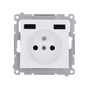 Zásuvka 250 V Simon 54 premium s USB nabíjačkou 2,1A/16A biela