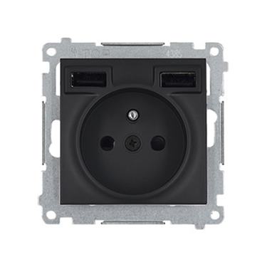 Zásuvka 250 V Simon 54 premium s USB nabíjačkou 2,1A/16A čierna