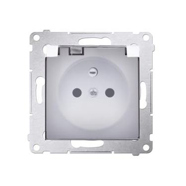 Zásuvka 250 V Simon 54 premium IP44 s clonkami modul biela/transparentná