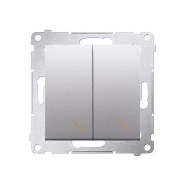 Vypínač Simon 54 premium č.6 + 6 (5B) LED podsvietený modul strieborný