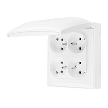 Zásuvka IP44 250 V Simon Aquaclick štvornásobná biela