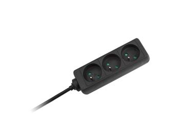 Predlžovací kábel 3 zásuvky, 3m, čierny (3x1,5mm) REBEL
