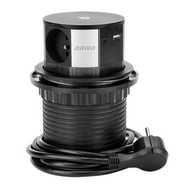 Zásuvkový blok výsuvný 3x230V/USB/USB-C/Qi 10W ORNO