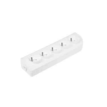 Sieťová zásuvka 5x250V na kábel, biela