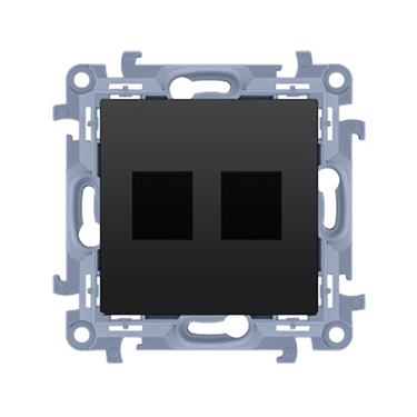 Kryt zásuvky 2x RJ45/RJ12 Simon 10 čierny matný
