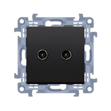 Zásuvka 2 x SAT "F" Simon 10 modul čierna matná