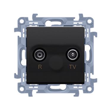 Zásuvka RTV Simon 10 priechodná 10dB modul čierna matná