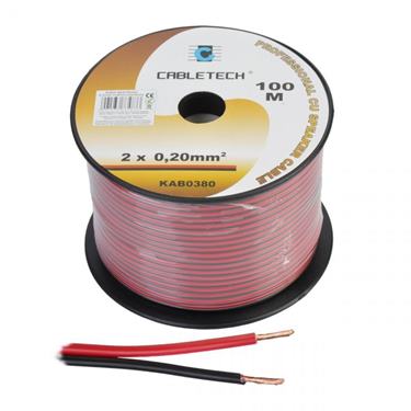 Kábel reproduktorový 2 x 0,20mm CU čierny - červený (100m)