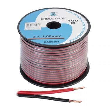 Kábel reproduktorový 2 x 1,0mm CCA čierny - červený (100m)
