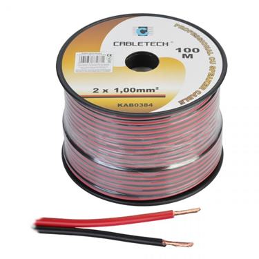 Kábel reproduktorový 2 x 1,0mm CU čierny - červený (100m)