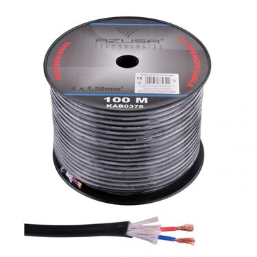Kábel reproduktorový UZUSA 2x 1,5mm okrúhly čierny HQ(100m)